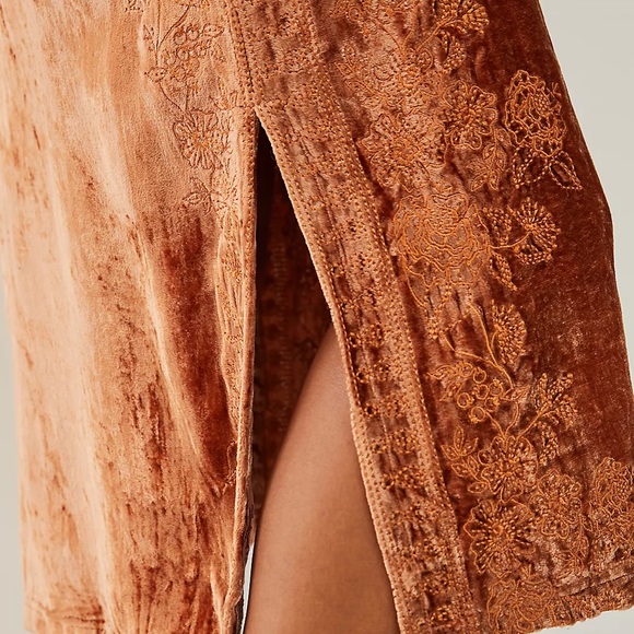 NWT Anthropologie Lucie Embroidered Velvet Slip Dress - Picture 5 of 12